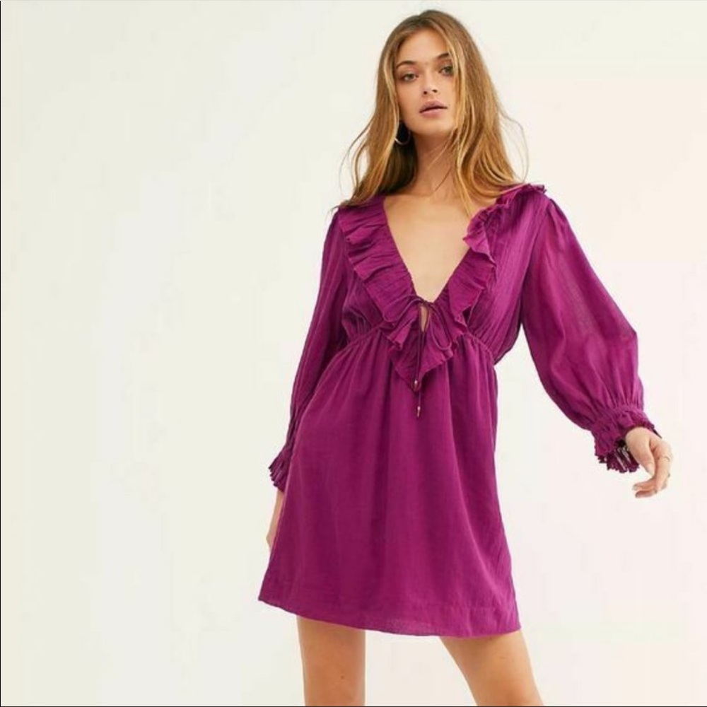 NWT Free People Purple Morning Light Mini Dress M